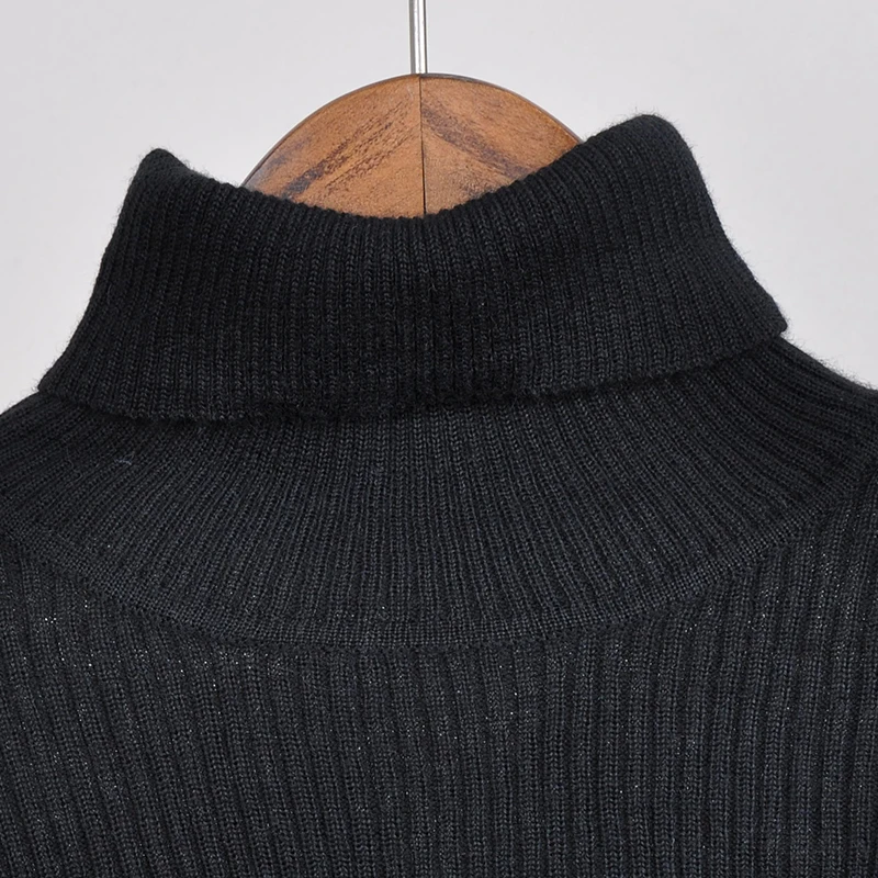 2018 Autumn Black Long Sleeve Women Slim Turtleneck Sweater PU Leather Shoulder Pure Color Office Lady Knitting Pullovers FSJQ47 | Женская
