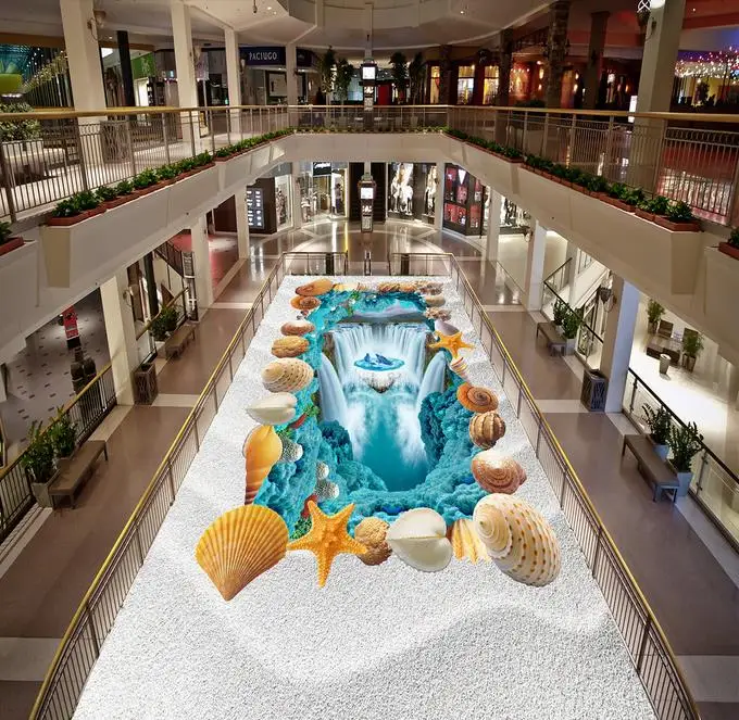 Индивидуальные 3d обои для пола рулоны песчаный пляж водопад гостиной домашний