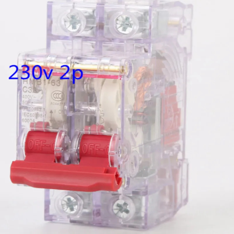 Прозрачный мини выключатель цепи 230v DZ47 2P 1P 10a 63a защита от перегрузки Бесплатная