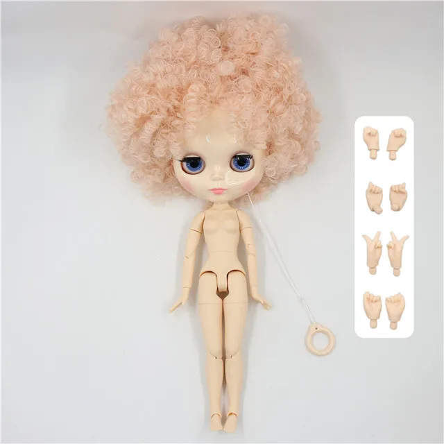 ICY fortune days factory blyth кукла 1/6 bjd белая кожа соединение тела афро бледно-розовые волосы BL2352 nake кукла - Цвет: doll with hand B