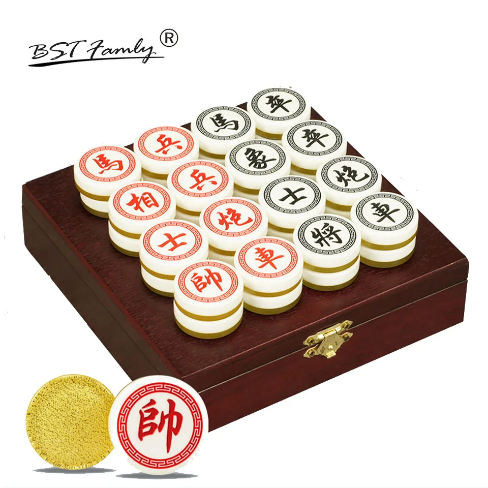 Chinese Chess Xiang Qi Wooden box Acrylic Pieces Diameter 35mm Folding PVC board 32Pcs/Set Puzzle Game Kids Gift BSTFAMLY C03 | Спорт и