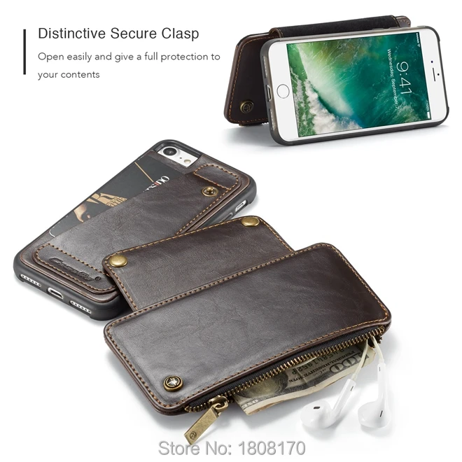 CaseMe многофункциональный кожаный чехол кошелек для Iphone X 8 7 6 6S Plus Samsung Galaxy S9 NOTE9 съемный накладка 1