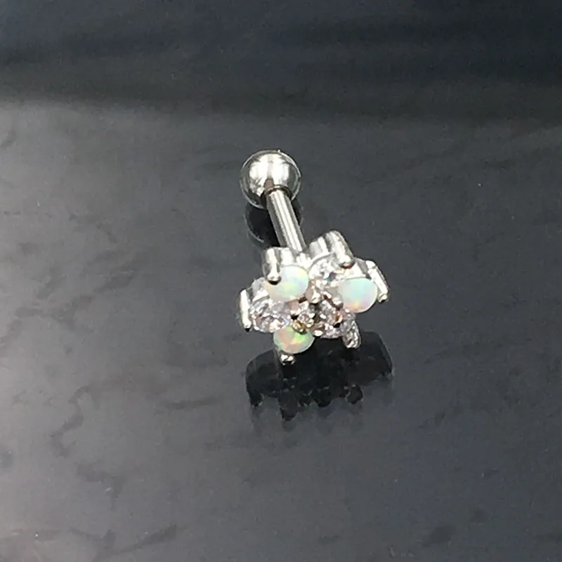 Огненный OPal17 цветок 1 0*6 мм камень из титанового сплава серьга штанга Спираль