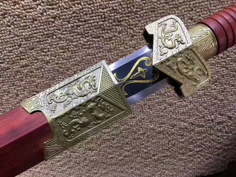 Full Tang Chinese Han Dynasty Sharp Battle Sword Hand Forging High Manganese Steel Blade Red Wood Scabbard | Дом и сад