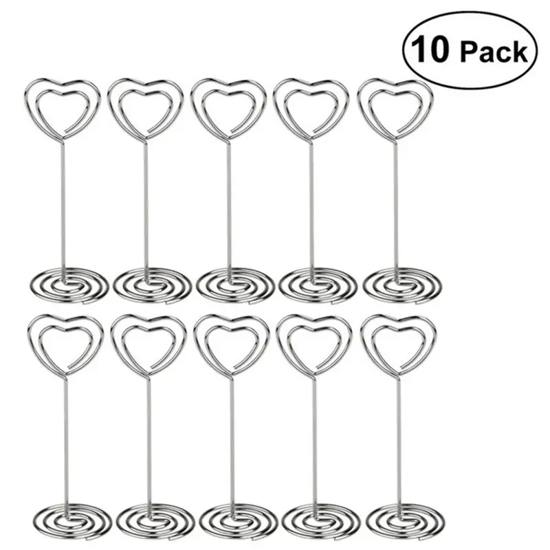 10Pcs/set Place Card Holder Heart Shape Clips Lover Wedding Decor HolderTable Photo Memo Base Stand A30 | Дом и сад