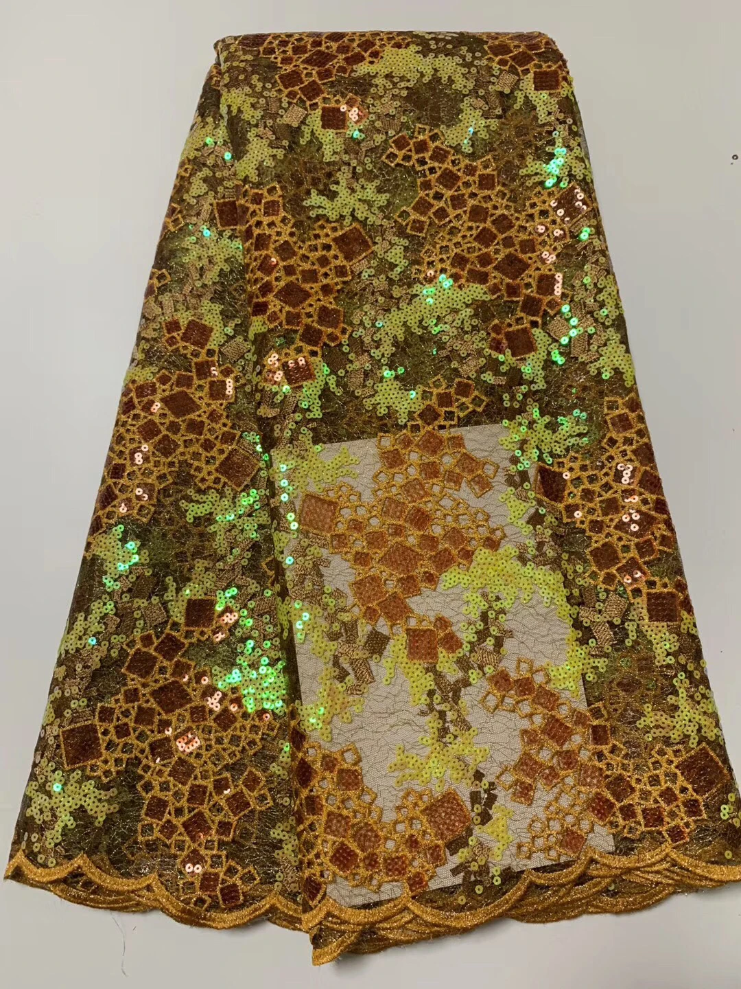 Latest\High Quality African Tulle Lace Fabric 2021 Gold Color Nigerian Fabrics For Wedding With Stones ZX3252 | Дом и сад