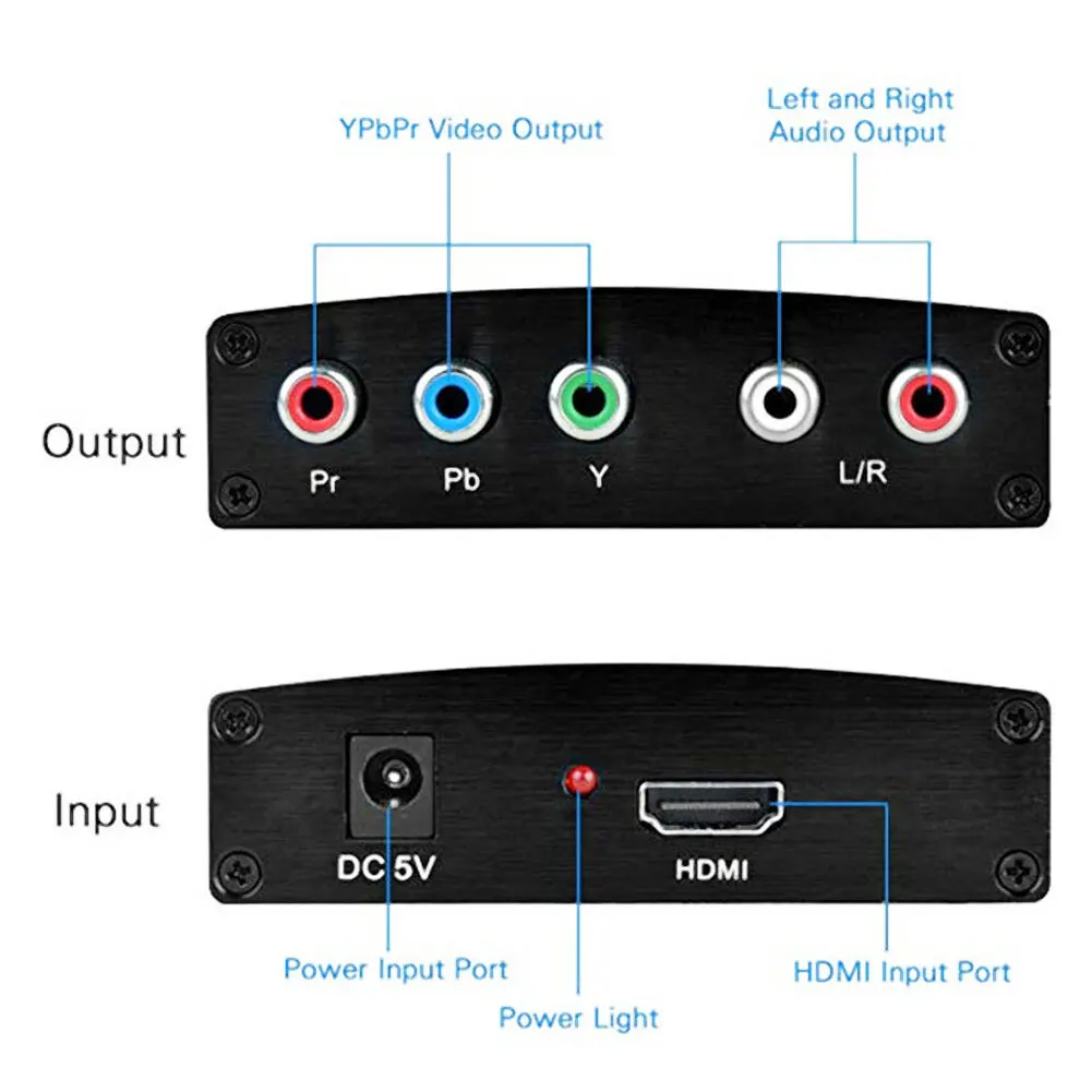Аудио адаптер коробка RCA компонентный видео кабели Металл HDMI конвертер ТВ