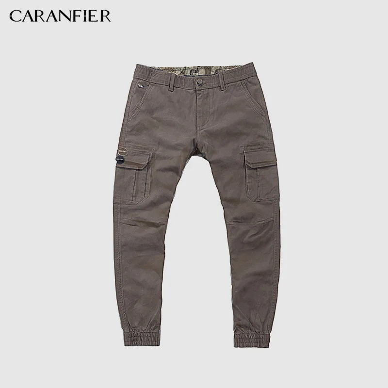 Light gray CARANFIER мужские брюки карго темно-синие тактические брюки модные уличные облегающие брюки с несколькими карманами Стрейчевые хлопковые брюки мужские - Цвет: Light gray