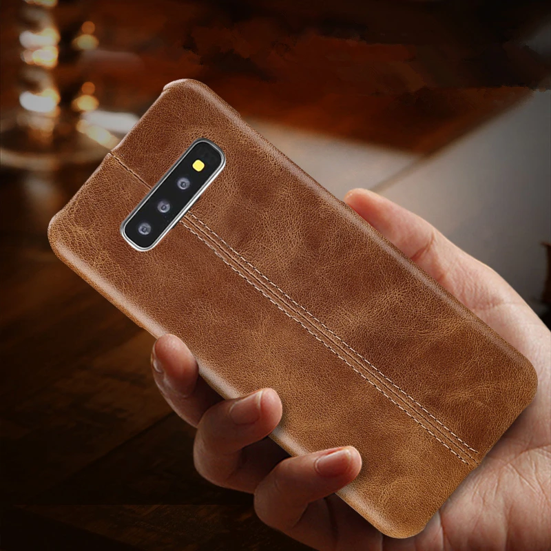 S10 чехол из натуральной кожи для Samsung Galaxy Plus s10e Прошитый кожаный сумка |