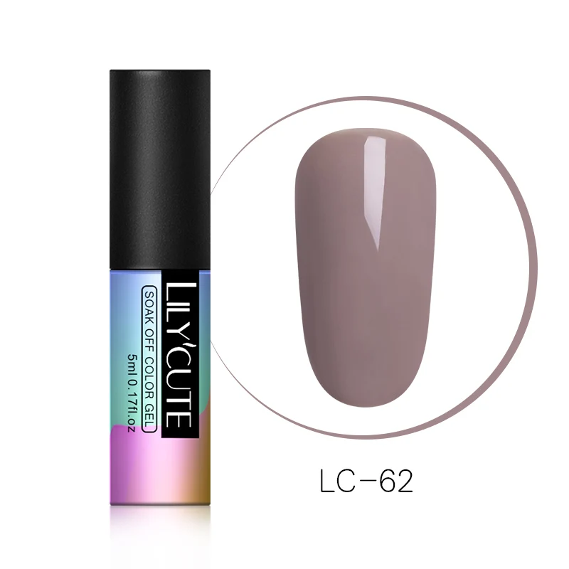 LC-62 LILYCUTE Nude чистый цветной Гель-лак замочить от УФ светодиодный Гель-лак стойкая черная белая розовая основа Гель-лак для маникюра - Цвет: LC-62