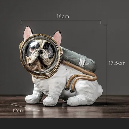 Белый Статуэтка собаки космонавта, статуэтка животных, космонавта, бульдога, художественная скульптура из смолы, искусство и ремесло, аксессуары для украшения дома R736 - Цвет: Белый