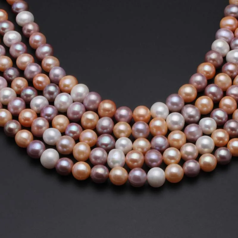 

DIY multicolor Big pearl necklace for women,11-12mm Near circle pearl Loose Beads for jewelry making