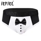 Черные модные мужские сексуальные трусы iEFiEL, милые брифы, нижнее белье, трусы для ночного белья