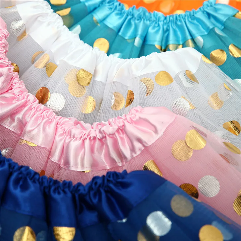 Детские пышные газовые юбки пачки ярких цветов 3 слоя Пышные американки в крупный