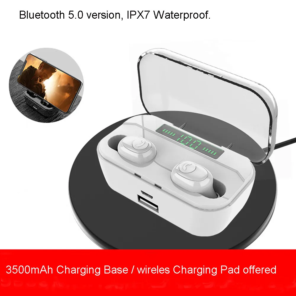 G6S TWS 5,0 Bluetooth беспроводные наушники 8D стерео наушники 3500 мАч светодиодный умный внешний аккумулятор держатель для телефона IPX7 водонепроницаемые наушники