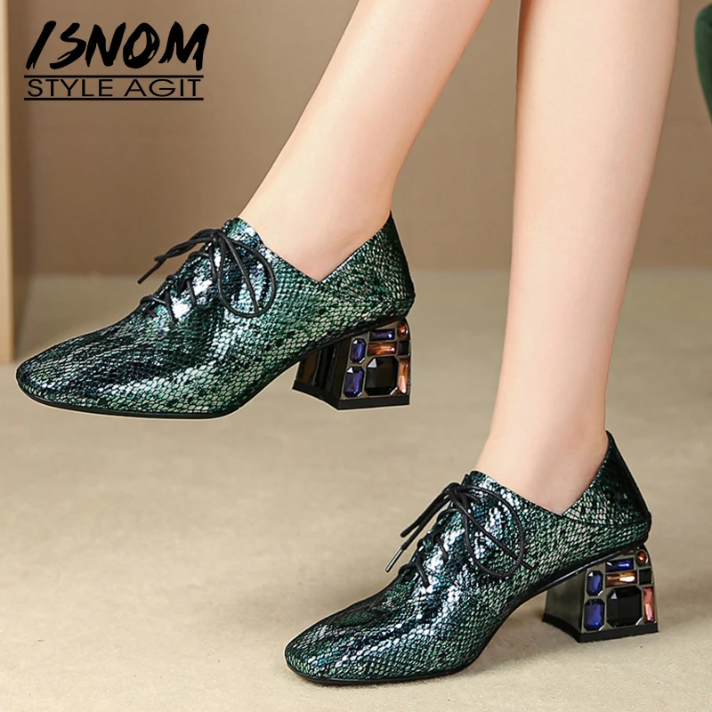Женские туфли-лодочки на высоком каблуке ISNOM разноцветные туфли из овечьей кожи