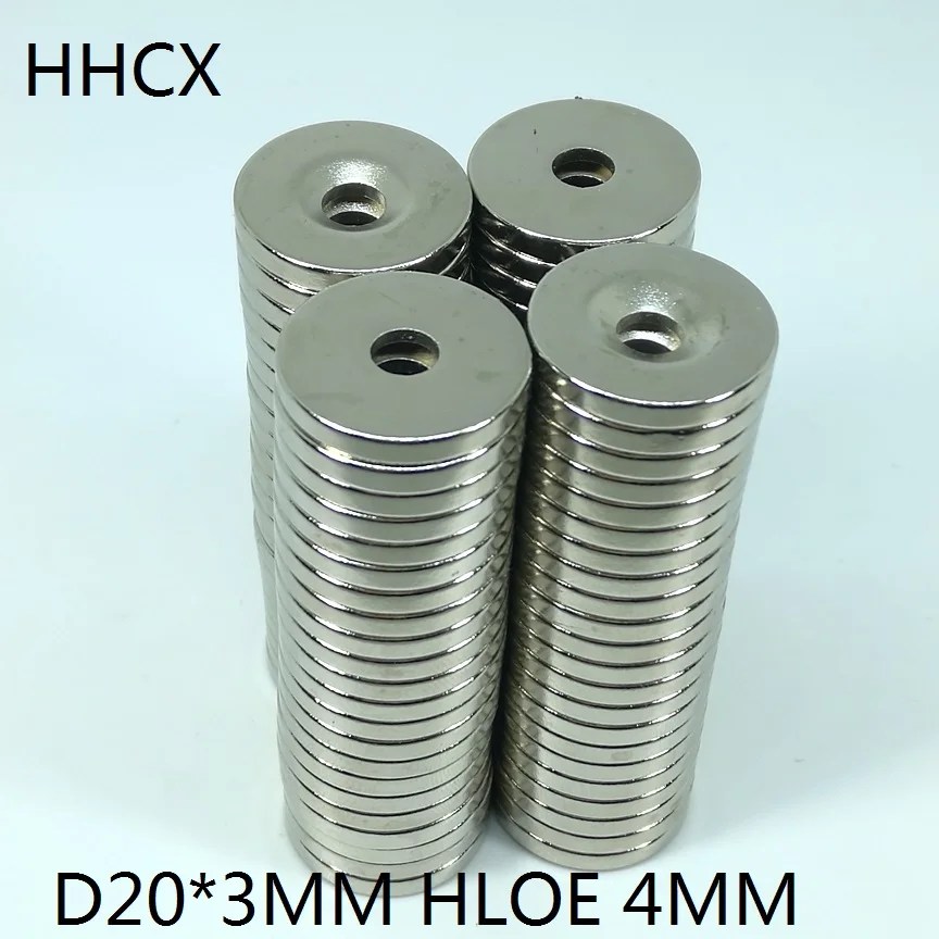 1 шт. дисковый магнит 20x3 отверстия 4 N35 Сильный D потайной NdFeB 20*3 постоянный для