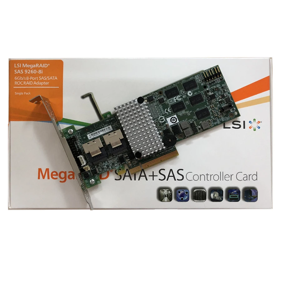 LSI00198 9260 8i SGL 8 Port 6 ГБ/сек. SATA/SAS W/512M RAID 0 1 5 10 50 60 PCI Express карта ГБ|Промышленные