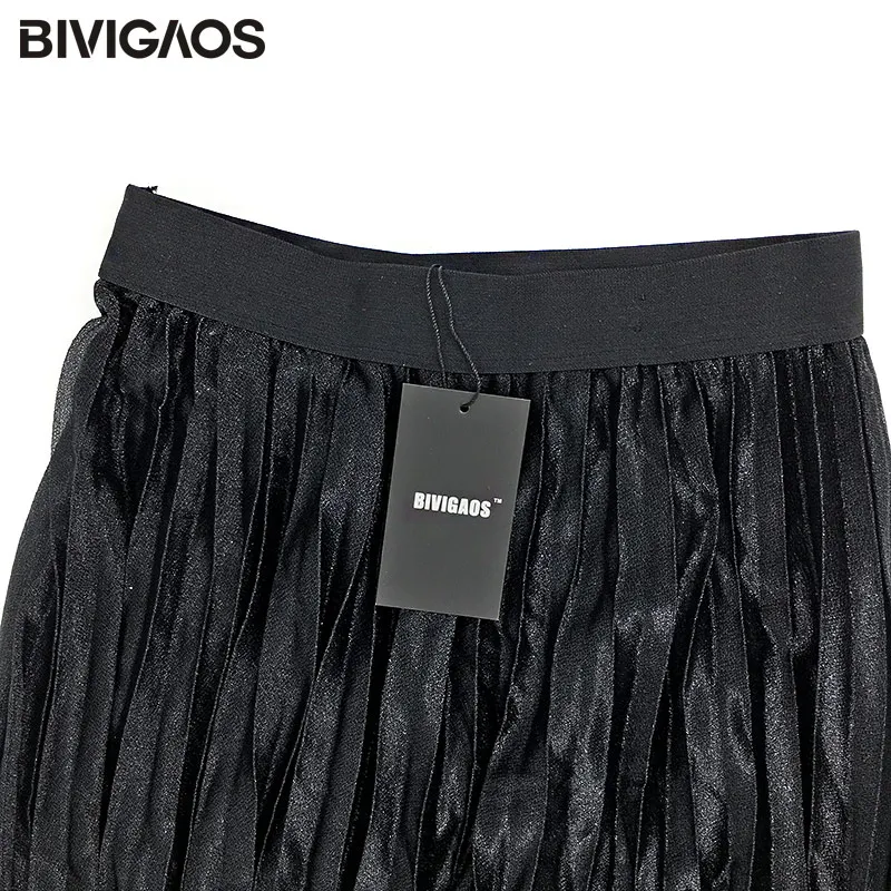 BIVIGAOS Новый Для женщин модные летние Тюлевая Юбка шифоновая плиссированная юбка