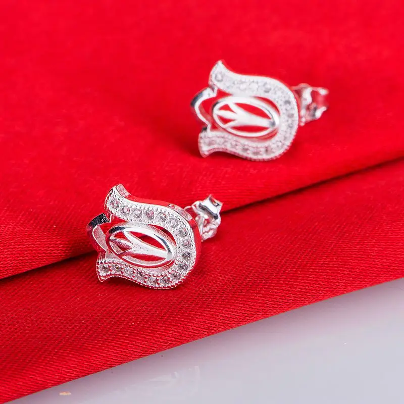 silver plated earrings fashion jewelry shining inlaid /chdakyka dylampsa LQ-E364 | Украшения и аксессуары