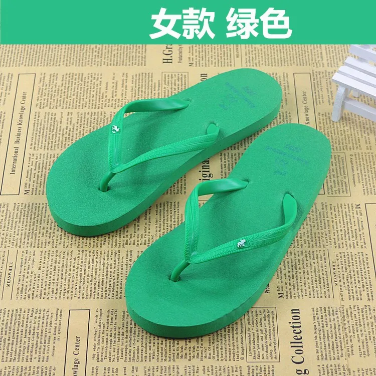 Summer2019 новой корейской версии Baitao/обувь на плоской подошве с мягкой подошвой и пара шлепанцев для обувь для мужчин и женщин носить сандалии с шипами для ношения на улице, модные - Цвет: Зеленый