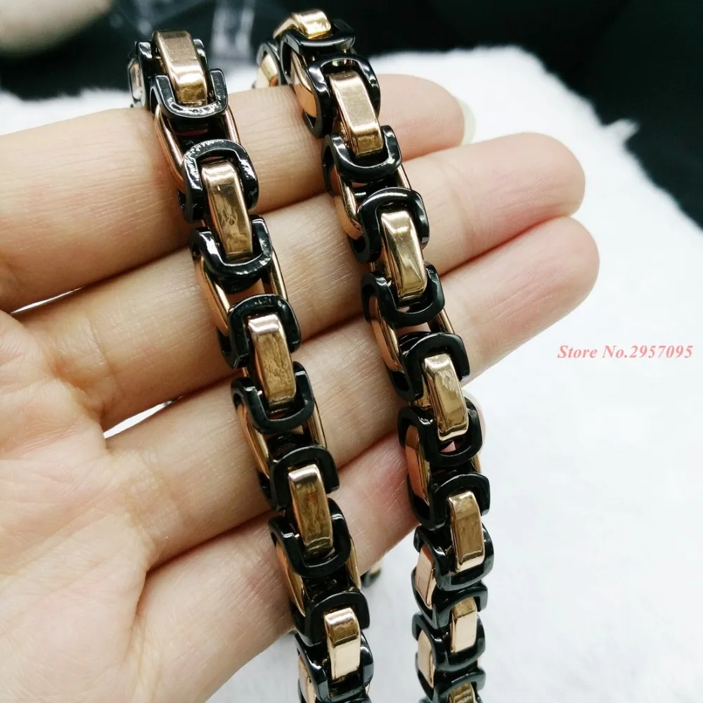 Цепочка Из Нержавеющей Стали 7-40 дюймов 8 мм черная розовая золотистая цепь