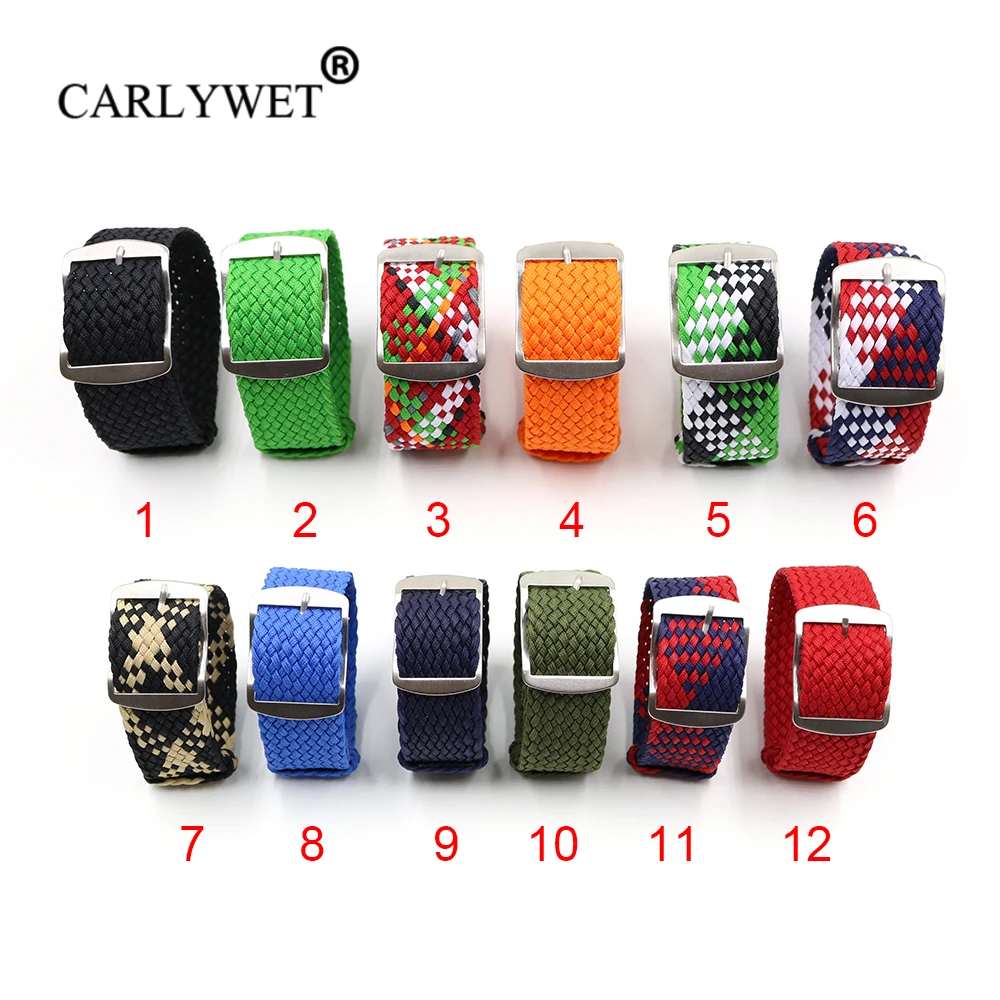 

Ремешок для наручных часов CARLYWET, нейлоновый сменный винтажный браслет из перлона с матовой пряжкой для всех часов, 20 22 мм
