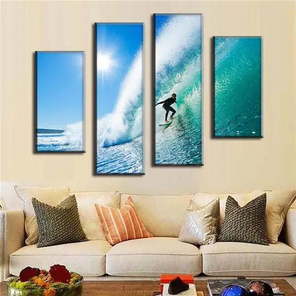 4 шт./компл. Современный Морской пейзаж холст принты для серфинга на Гавайских