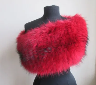 Вязаные обертывания с натуральным мехом Осень-зима теплый цвет черный красный