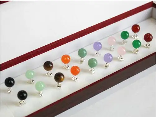 

9 paires! Gros beau cadeau 8 мм шпилька Pierre Naturelle perle