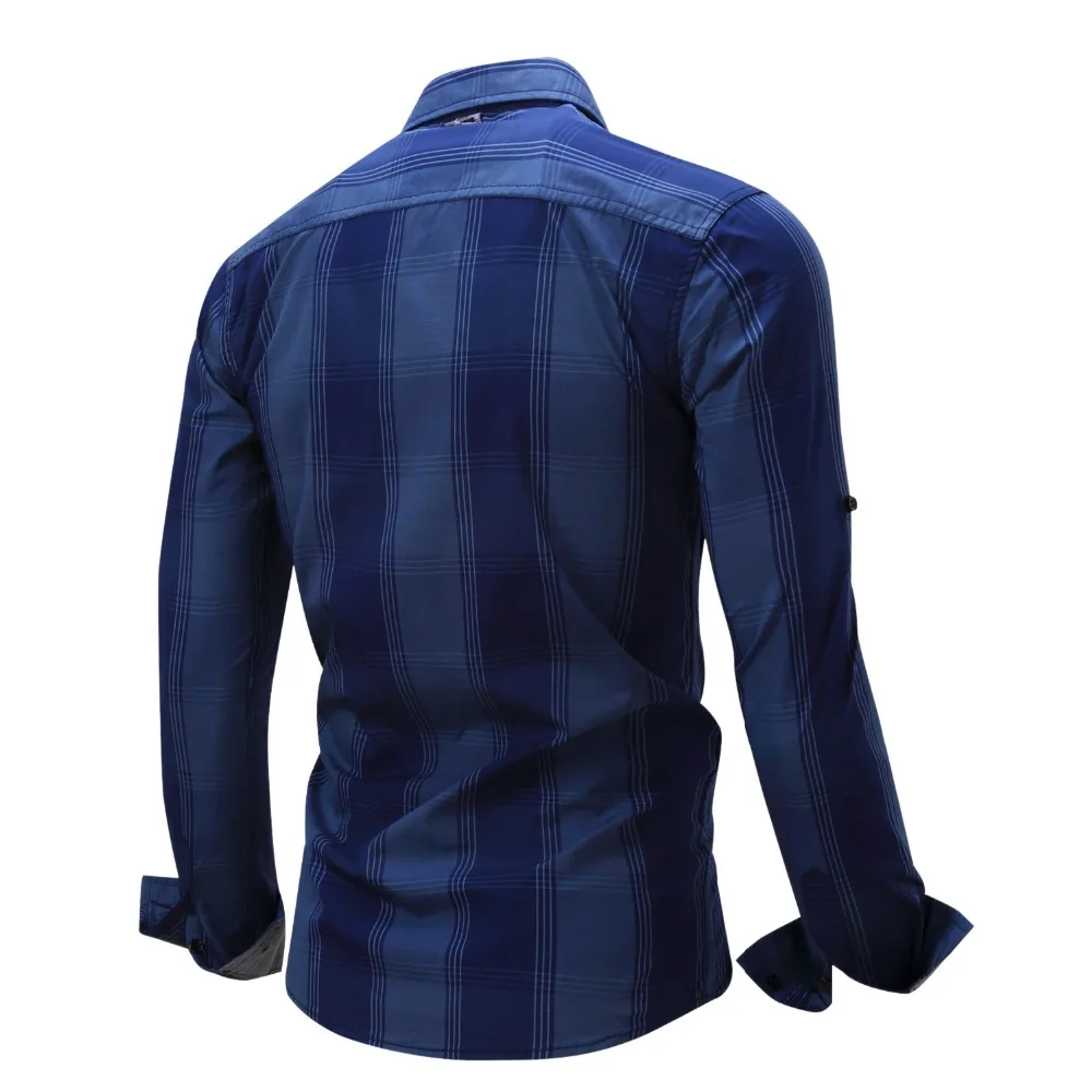 Новая мода мужские рубашки с длинным рукавом случайные бренд clothing fit полосатый