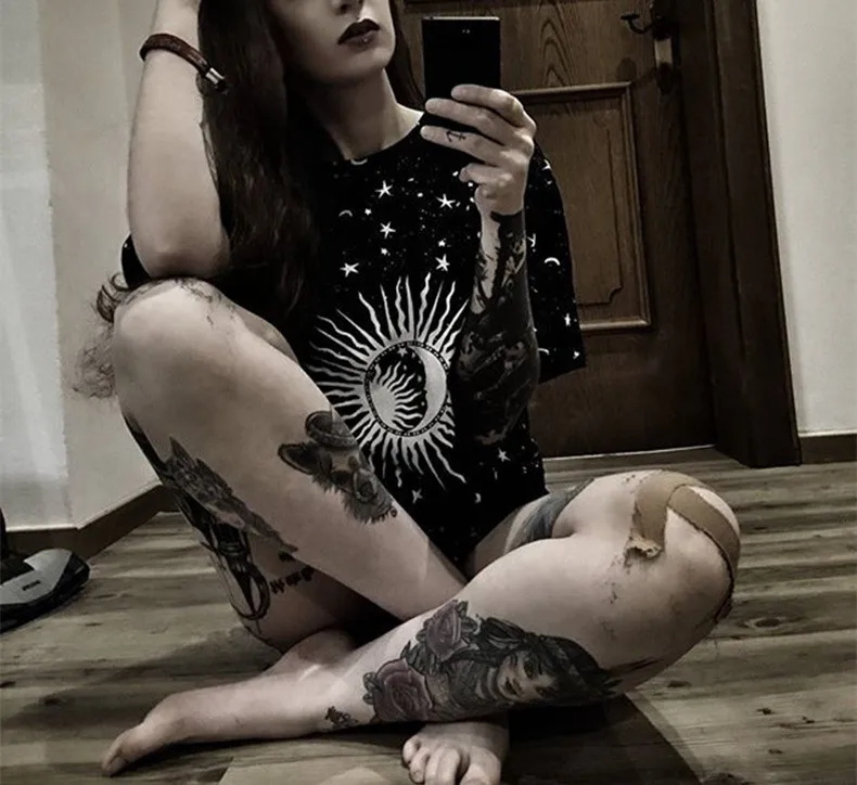 Женская обувь новая модная футболка с рисунком Луны и звезды печать в винтажном