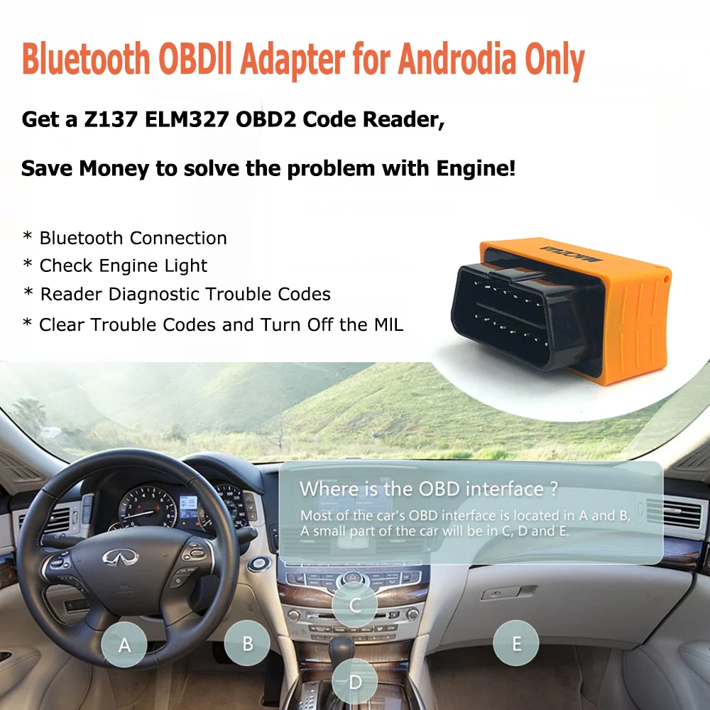 Автомобильный диагностический сканер Elm327 V1.5 Z137 считыватель кодов Bluetooth