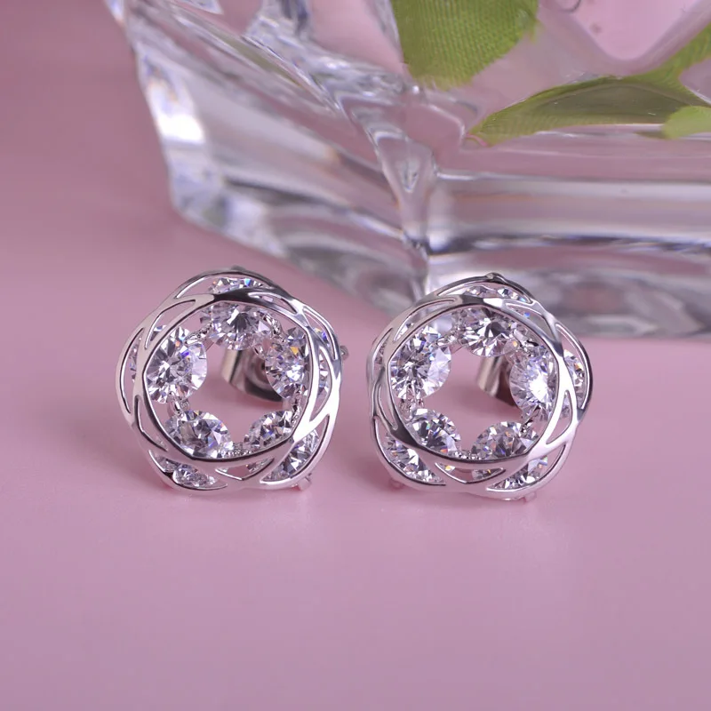 Blucome блестящие гвоздик со стразами серьги в форме зубца с фианитом круглые медные