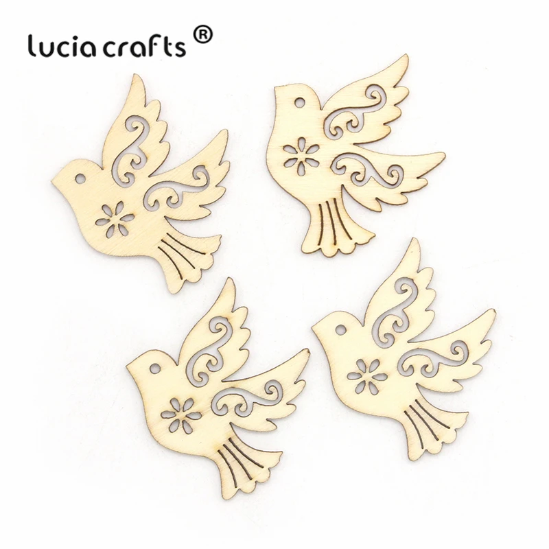 Lucia crafts 10 шт./лот 36*37 мм деревянные птицы узор DIY ручной работы материалы декор скрапбук деревянные ремесла аксессуары E0707