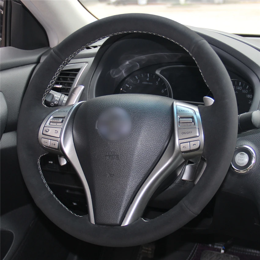 MEWANT черный замшевый чехол на руль для Nissan Teana 2013- Altima 2013- X-Trail- Qashqai- Rogue