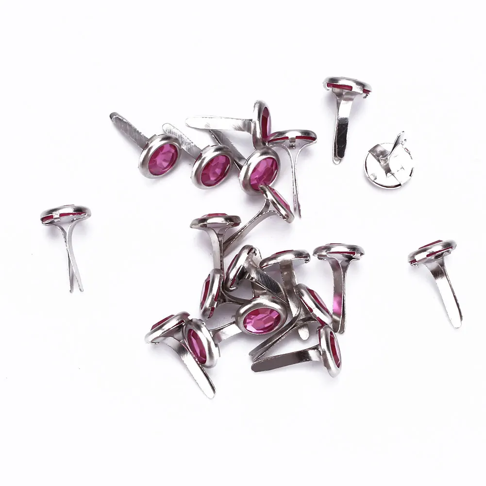 Pink DIY 20 шт Мини отделочные гвоздики со стразами украшение, Скрапбукинг Украшение подарок 7 цветов запонки - Цвет: Pink