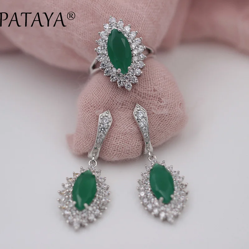 Серьги и кольцо из белого золота с натуральным Цирконом|jewelry sets|earrings ring setmulticolored