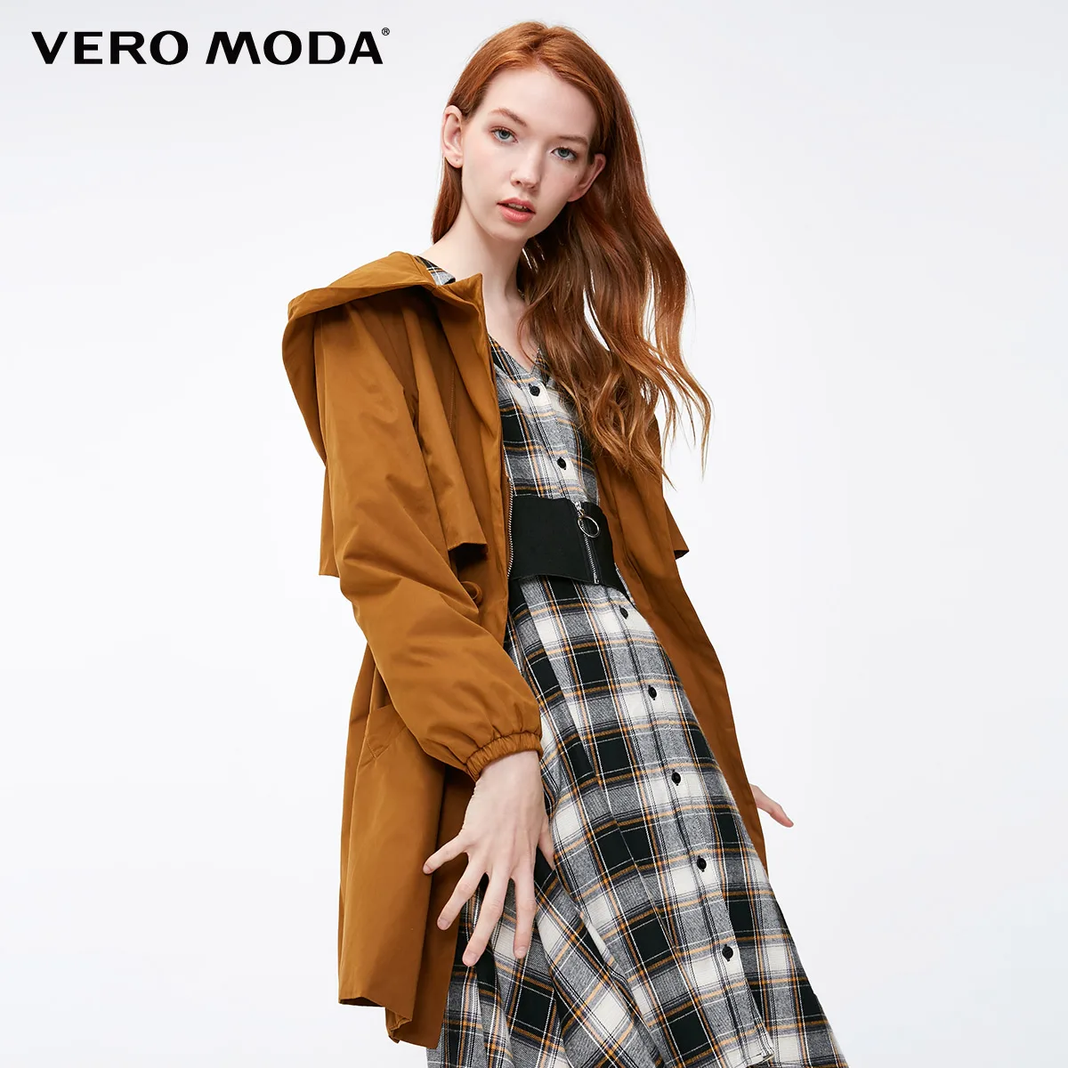 Burnt caramel Vero Moda куртка женская Повседневный с капюшоном сплошной цвет молнии Тренч | 318417501 - Цвет: Burnt caramel