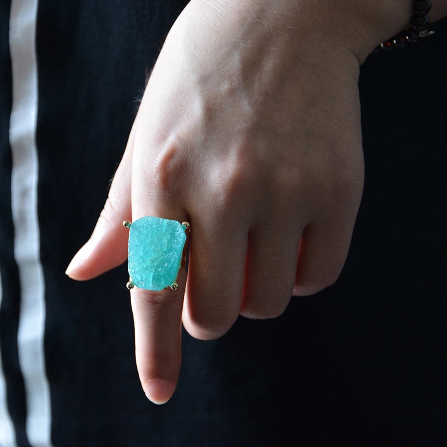 6 цветов кольцо Друза природного камня для мужчин романтическое t женщин подарок