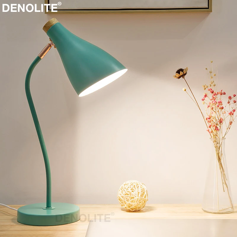Настольная лампа DENOLITE для учебы белая черная зеленая розовая металлическая