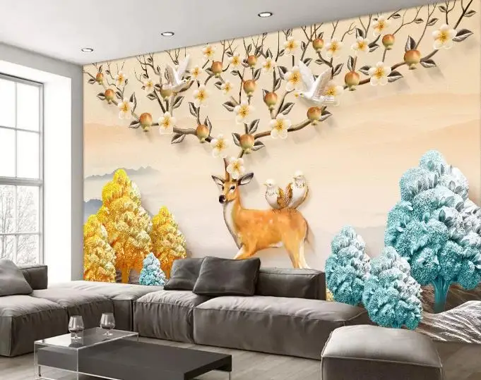 

Modern Wallpapers Embossed tree livingroom wall papers home decor wallpaper for walls 3 d Background wall mural wallpaper