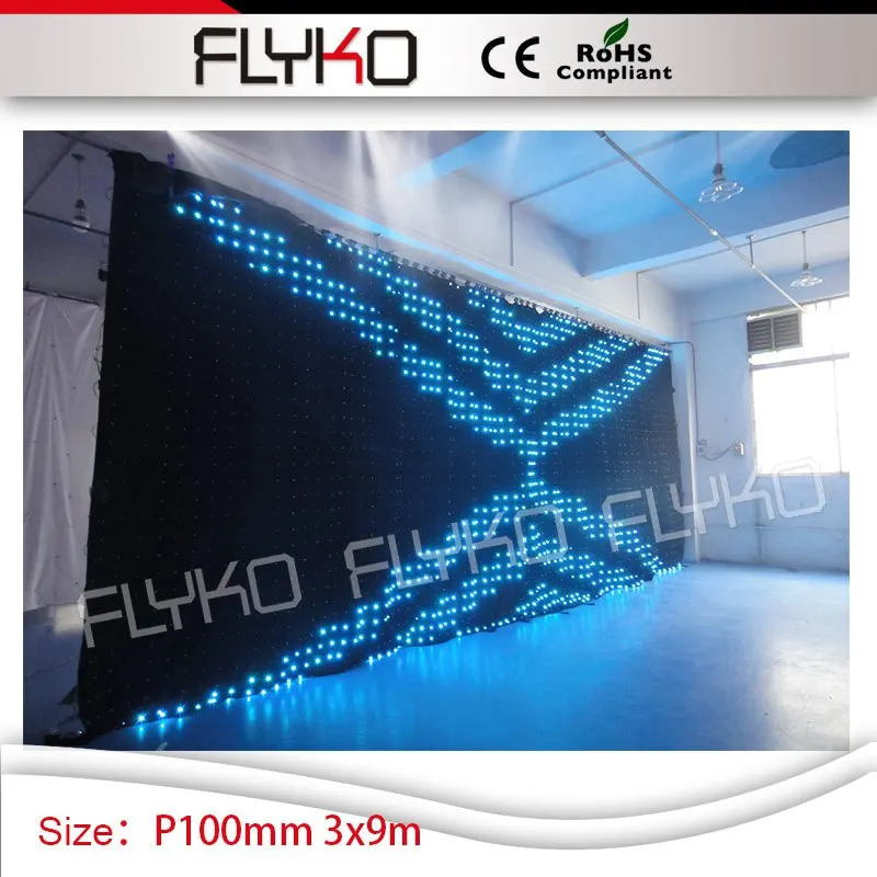china sexxx video led curtain 3m high by 9m width dj stage P100mm vision | Лампы и освещение