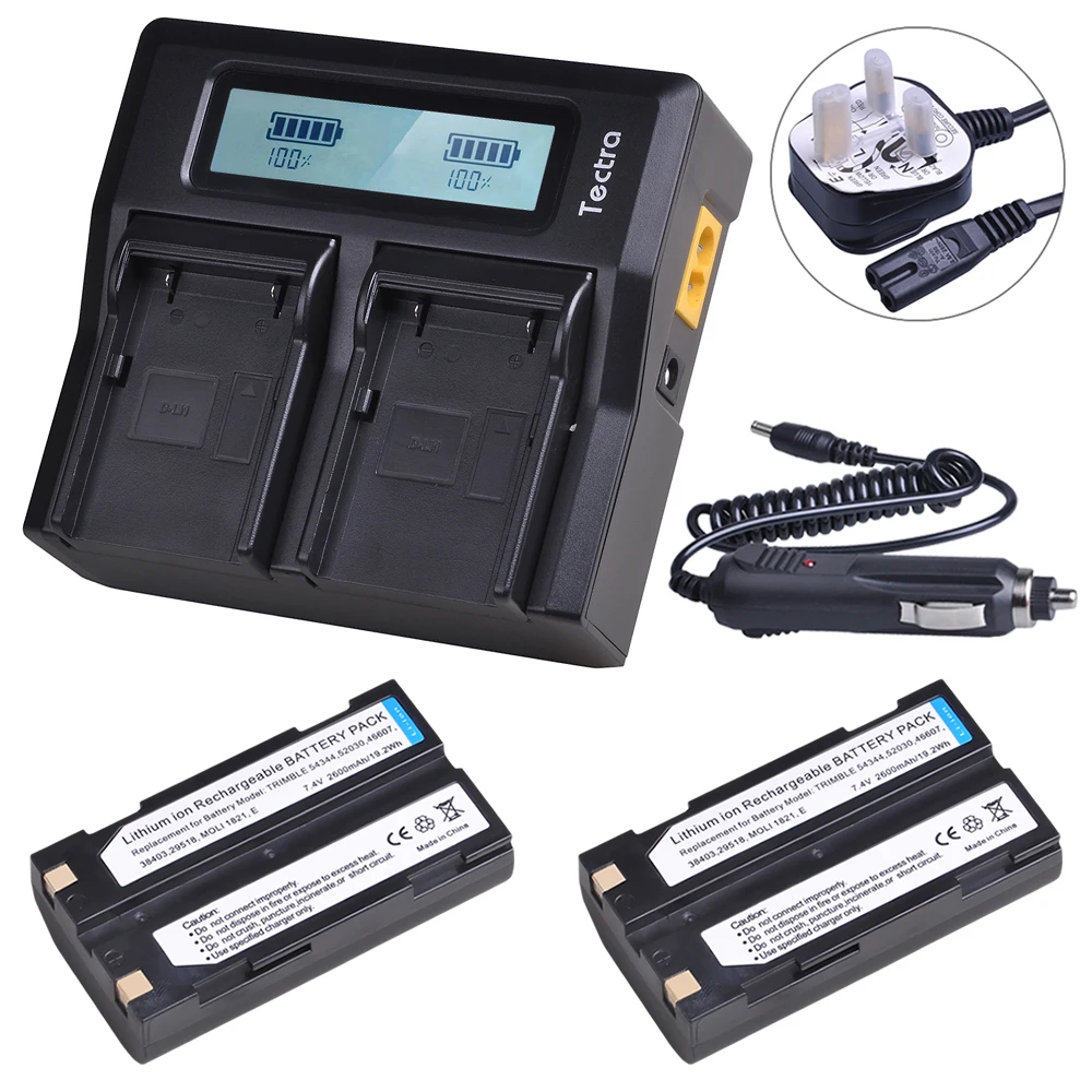 2 шт 2600mAh 54344 батарея + быстрое двойное зарядное устройство LCD для Trimble 29518 46607 52030 38403