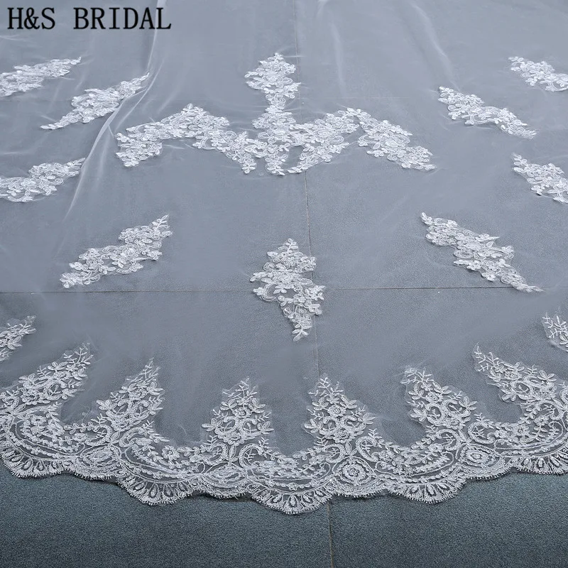 Фата свадебная с длинными кружевными краями 3 5 м гребнем|bridal veil with comb|cathedral wedding