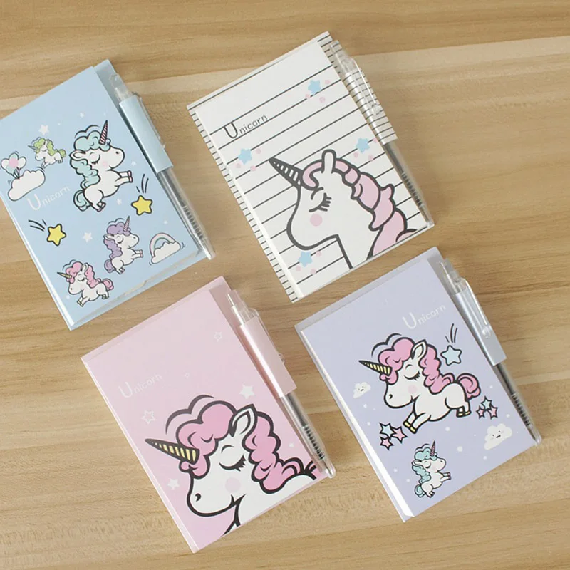 Милый мультяшный единорог с ручкой блокнот Kawaii Липкие заметки для детей подарок