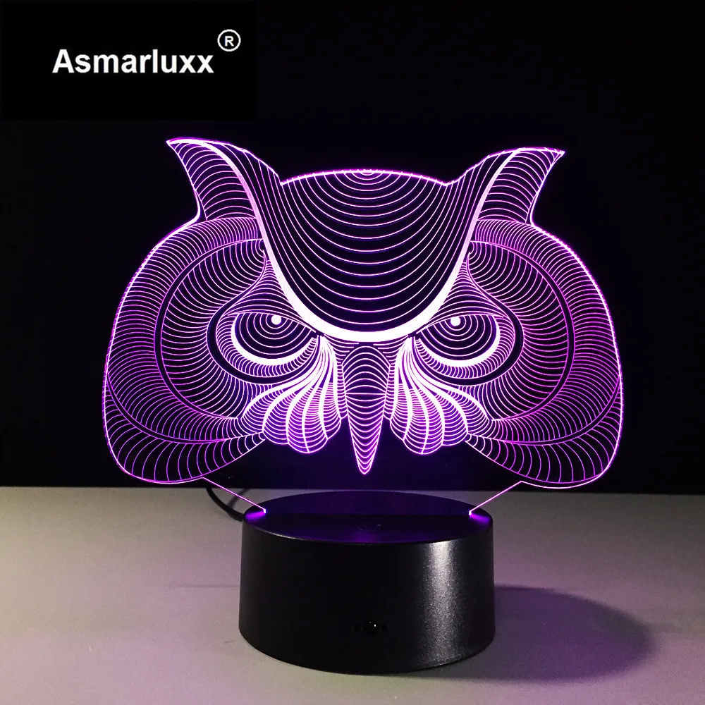 3D светодиодный ночник в виде совы декоративная лампа для детской комнаты