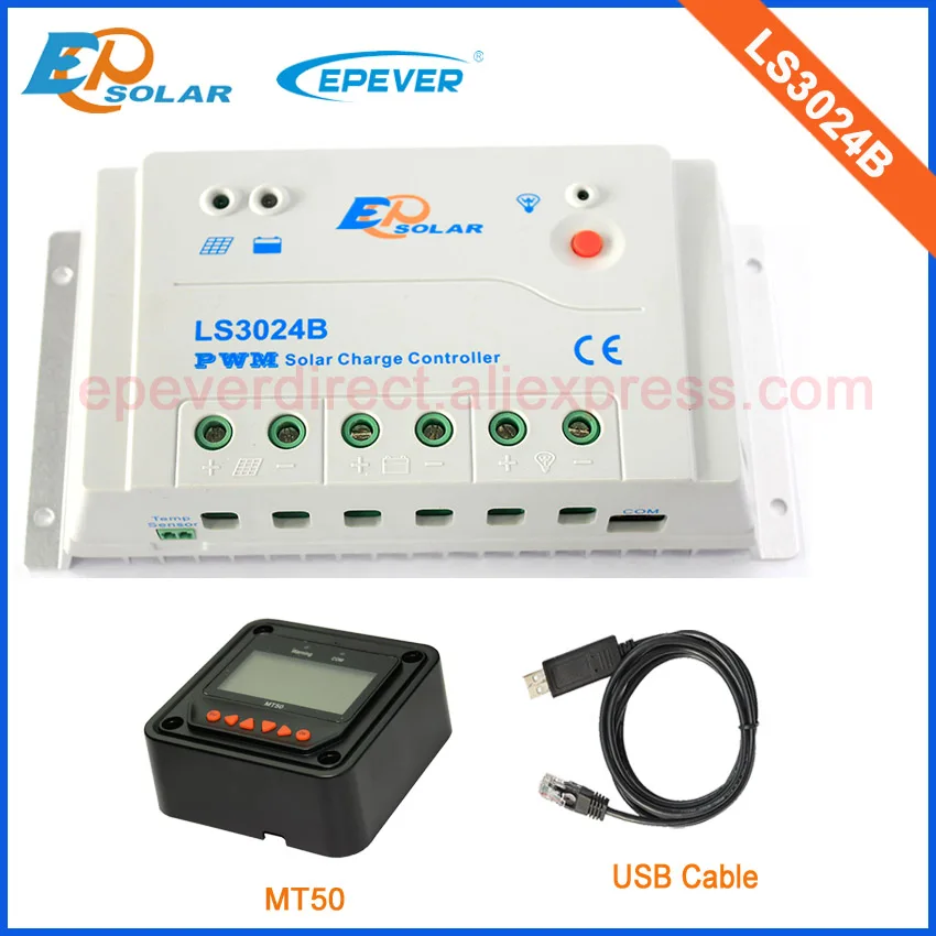 

PWM regulator solar power EPsolar controller LS3024B 30A 30amp with MT50 remote meter and USB cable free shipping