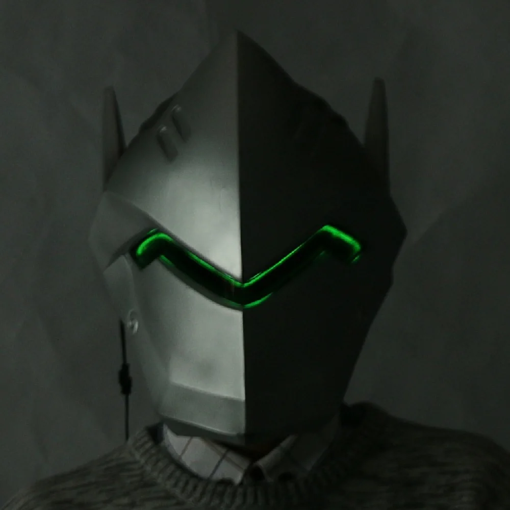 OW игра над Genji накладные часы шлем с светильник косплей маска шлем из ПВХ Хэллоуин Карнавал вечерние реквизит