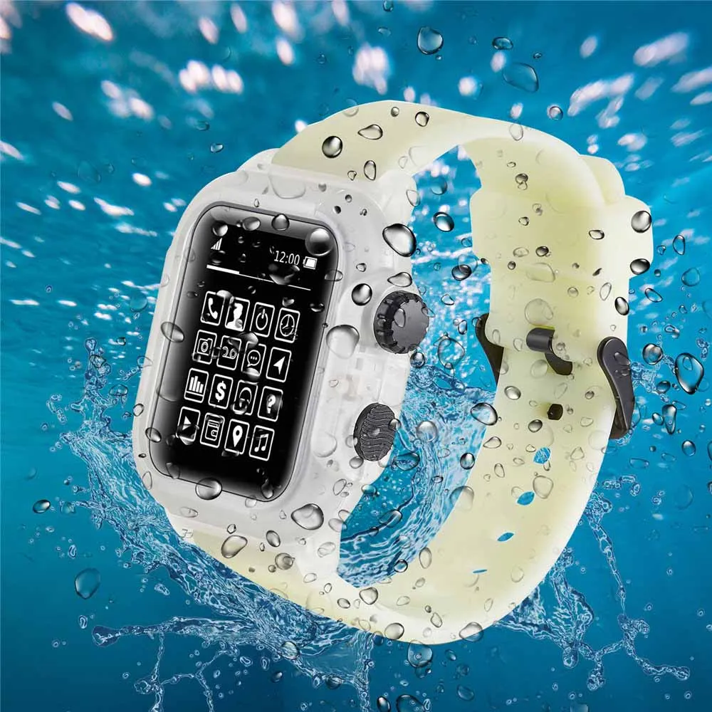 Водонепроницаемый ударопрочный чехол для Apple Watch Series 5 4 3 2 Мягкая силиконовая лента для iWatch Band 42 мм 44 мм ремешок